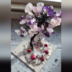 Amethyst and Rose Quartz Gemstone Tree